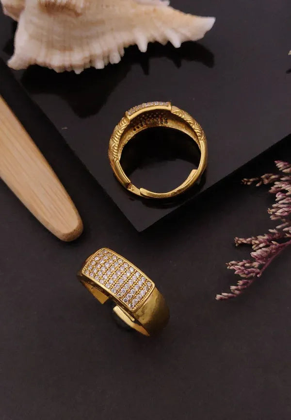 Diamond Gold Ring with aesthetic Design for Boys & Men