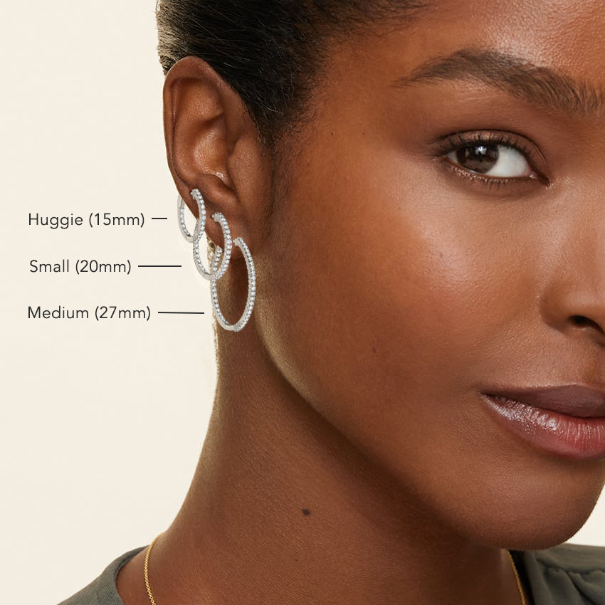 Round Lab Grown Diamond Small Perfect Hoop Earrings, EF Color, VS Clarity, IGI Certified