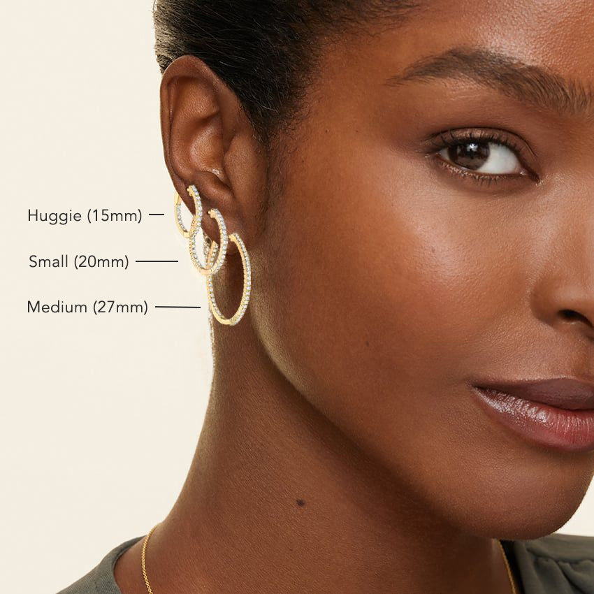 Round Lab Grown Diamond Small Perfect Hoop Earrings, EF Color, VS Clarity, IGI Certified