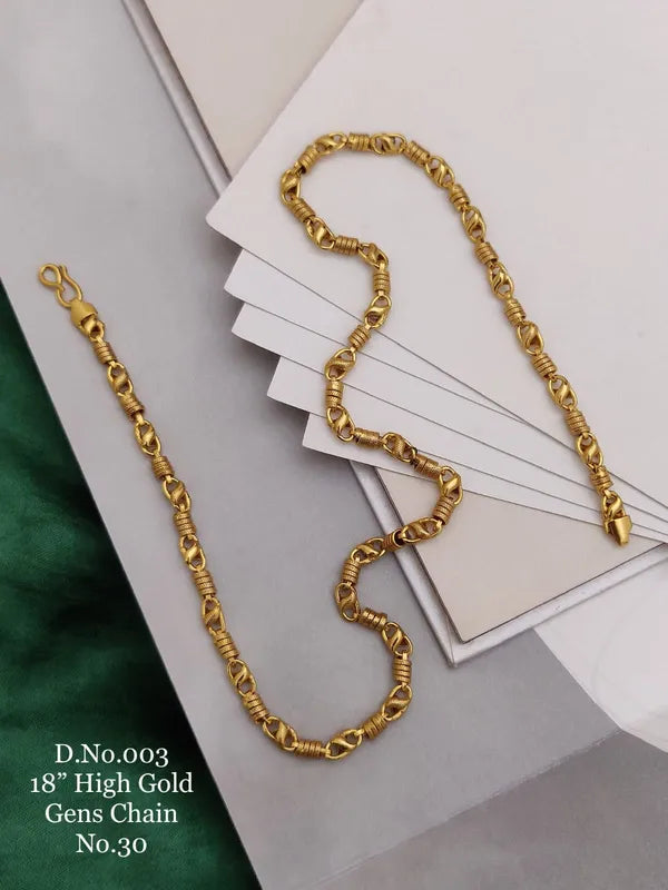 Golden Link Lotus Design High Gold Waterproof Chain For Men & Boys