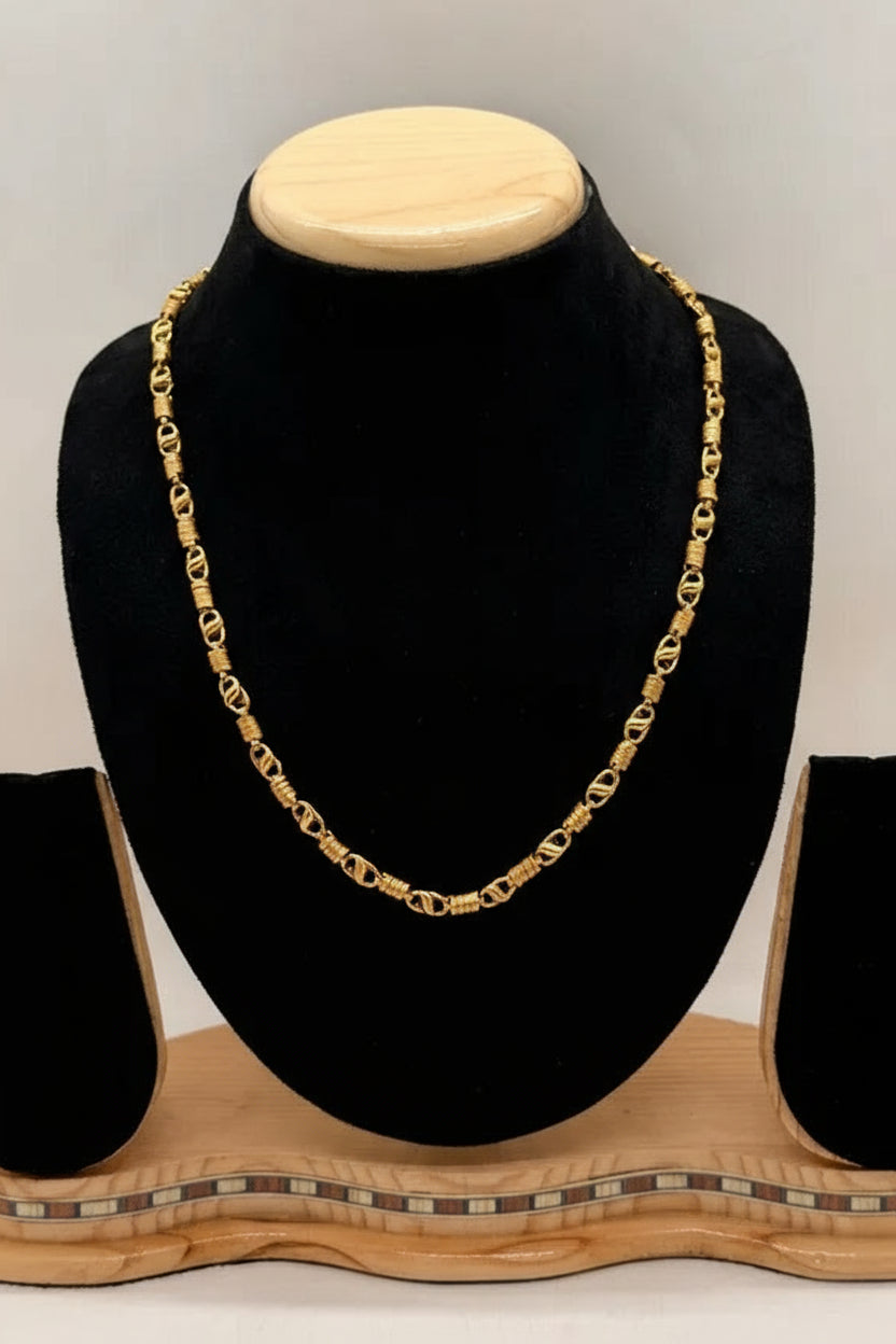 Golden Link Lotus Design High Gold Waterproof Chain For Men & Boys