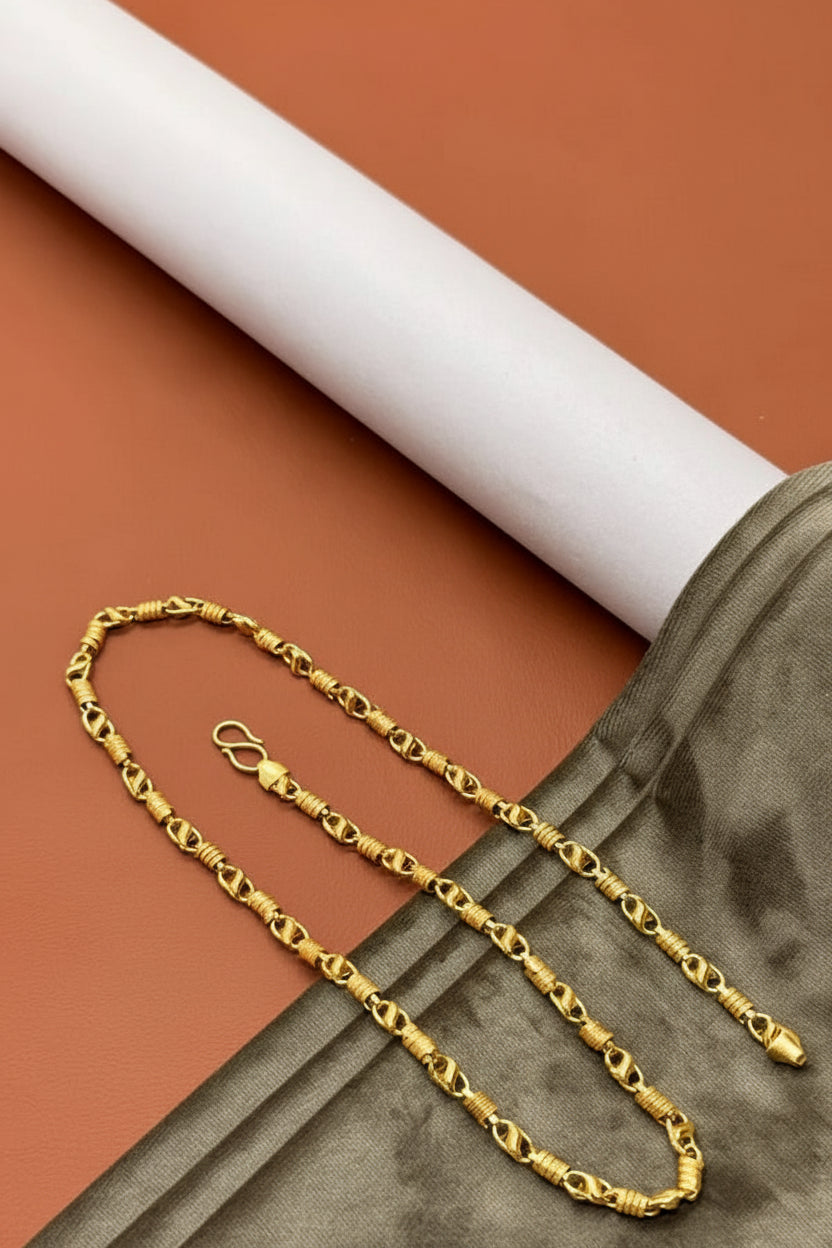 Golden Link Lotus Design High Gold Waterproof Chain For Men & Boys