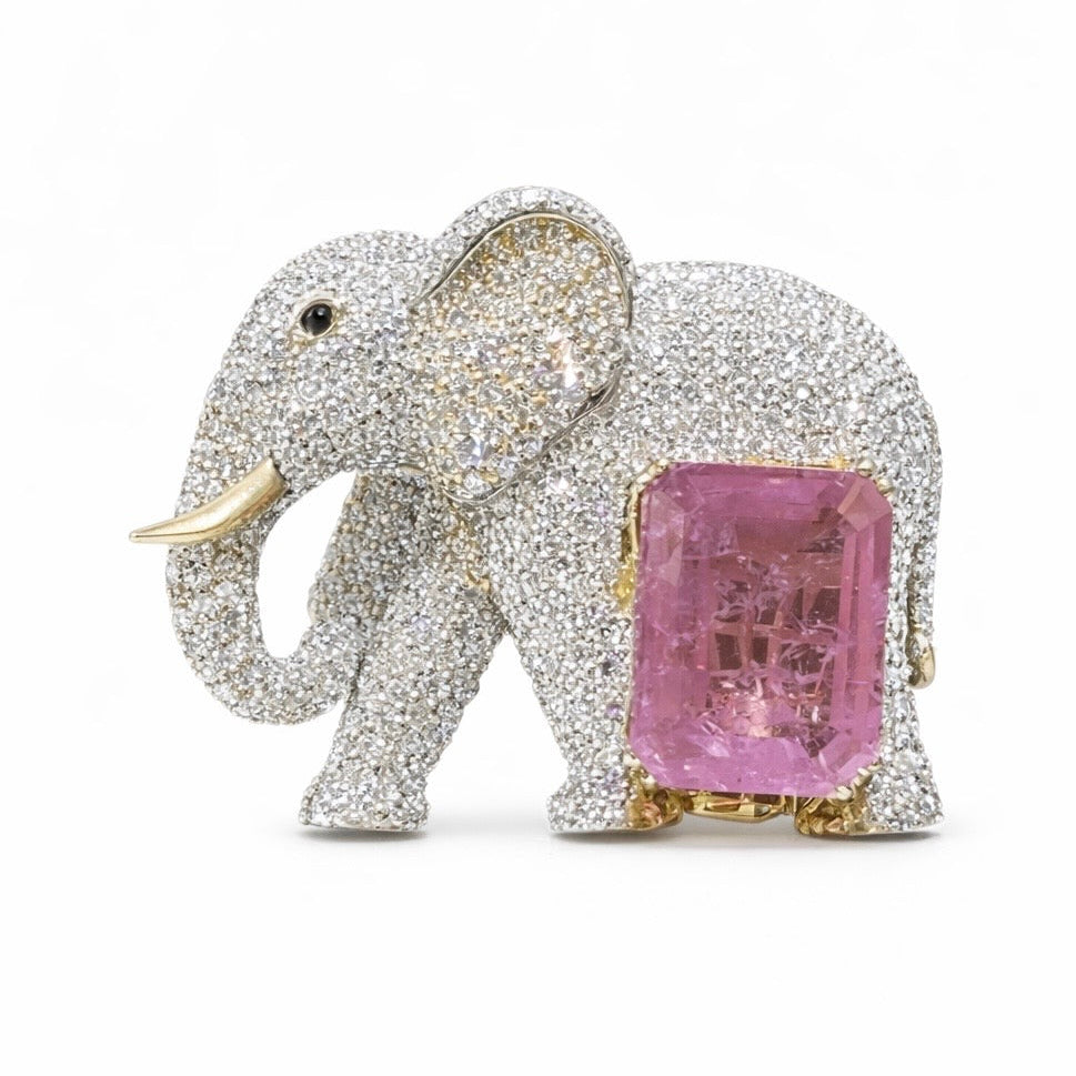 Ganesh Royal Lab Grown Diamond Brooch | IGI Certified EF VVS-VS | 9KT Yellow Gold Luxury Statement Pin