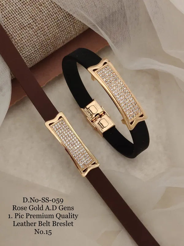 Rose Gold A.D. Gent's Premium Quality Leather Belt Bracelet