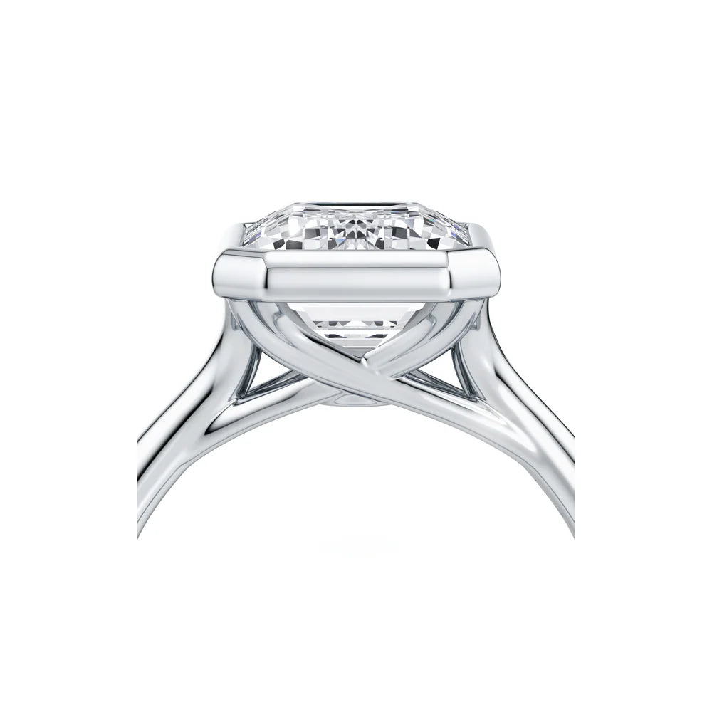 Common :: IGI certified 3.08ct emerald diamond bezel ring in gold detailed shot