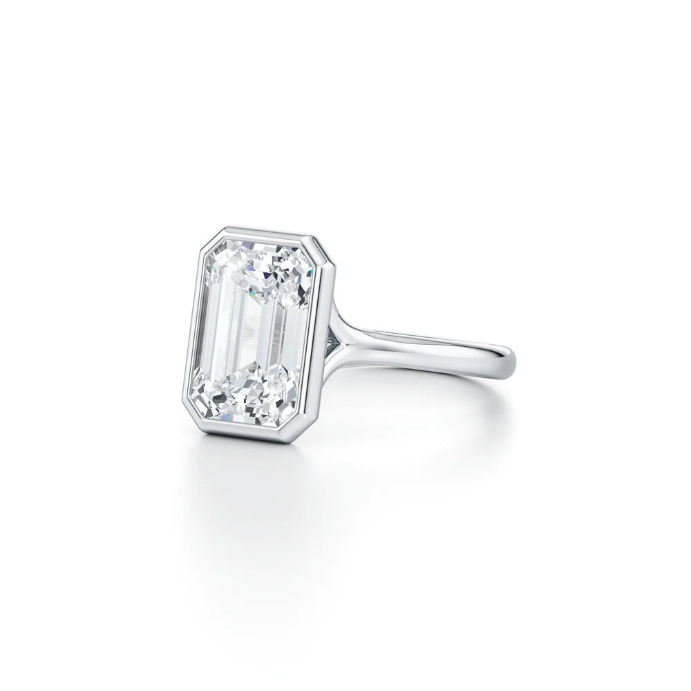 Common :: Emerald cut bezel lab grown diamond engagement ring 3.08 carat by Unii Jewels product image