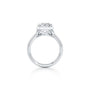 Common :: Elegant emerald cut bezel set engagement ring with lab grown diamond side angle view