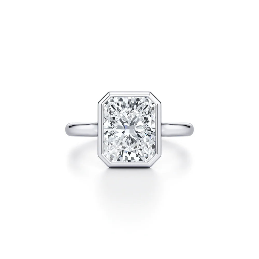 Common :: Mytrisa 3.11ct radiant bezel lab grown diamond engagement ring IGI certified close up view