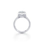 Common :: Elegant radiant cut bezel set engagement ring with lab grown diamond side angle view