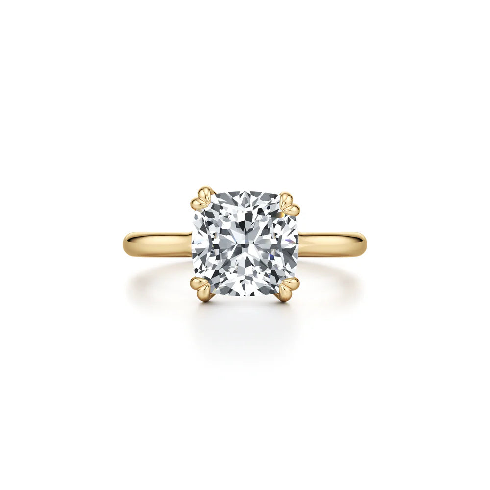 Common :: Praelia 3ct cushion solitaire lab grown diamond engagement ring IGI certified close up view