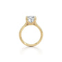 Common :: Elegant cushion cut solitaire engagement ring with lab grown diamond side angle view