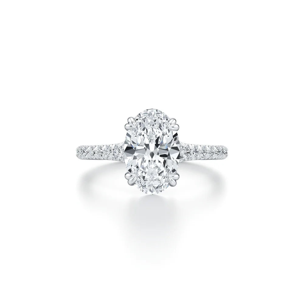 Common :: Nalorex 6.56ct oval pave lab grown diamond engagement ring IGI certified close up view