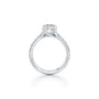 Common :: Elegant oval cut pave engagement ring with lab grown diamond side stones side angle view