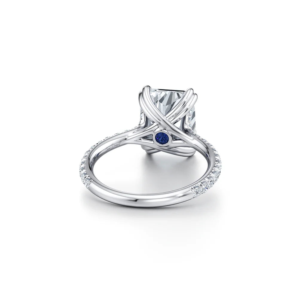 Common :: IGI certified 3.45ct radiant diamond pave ring in gold detailed shot