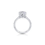 Common :: Elegant radiant cut pave engagement ring with lab grown diamond side angle view