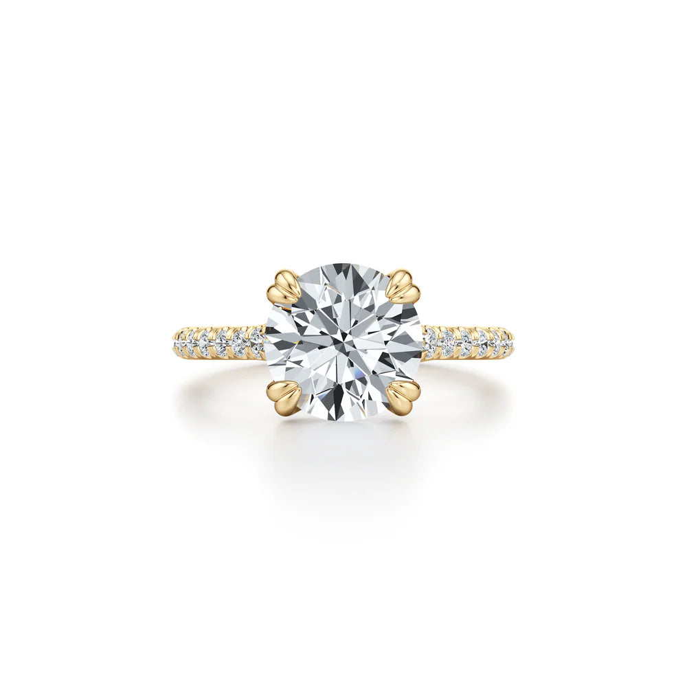 Common :: Quenora 3.42ct round pave lab grown diamond engagement ring IGI certified close up view