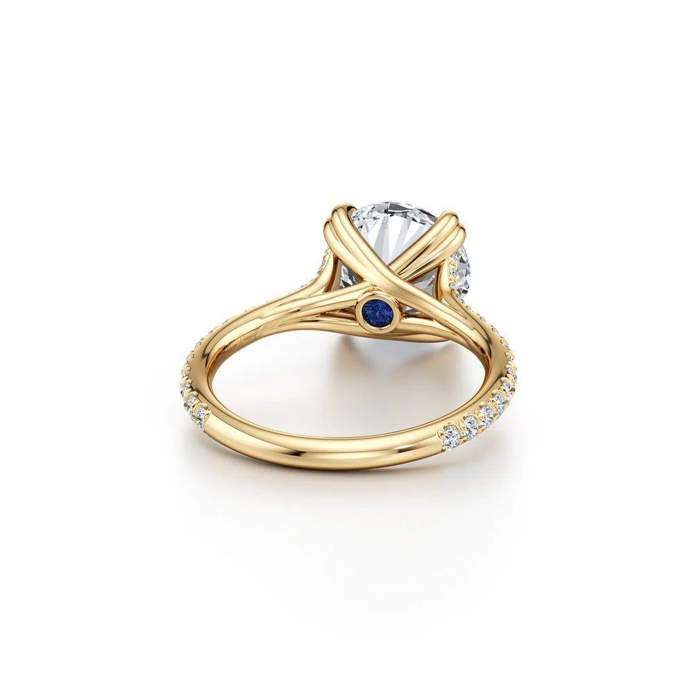 Common :: IGI certified 3.42ct round diamond pave ring in gold detailed shot