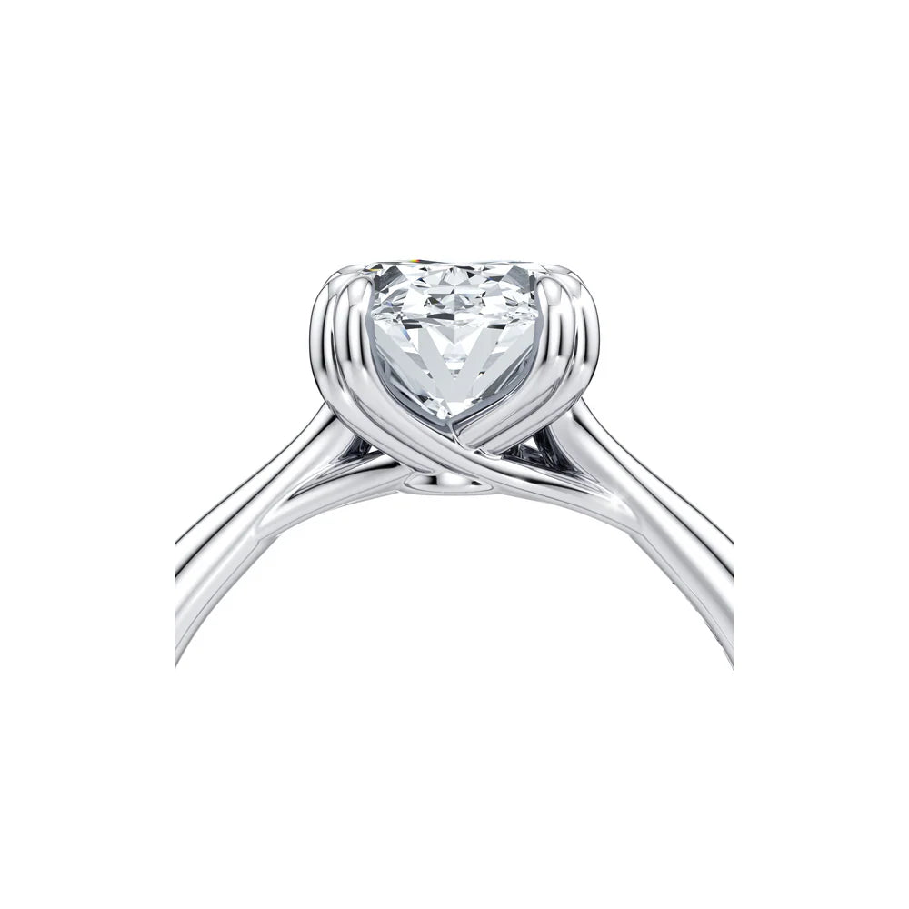Common :: Elegant oval cut solitaire engagement ring with lab grown diamond side angle view