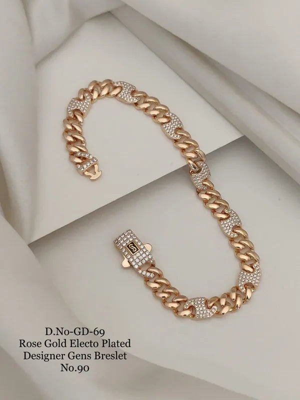 Rose Gold Electo Plated Designer Cuban Bracelet