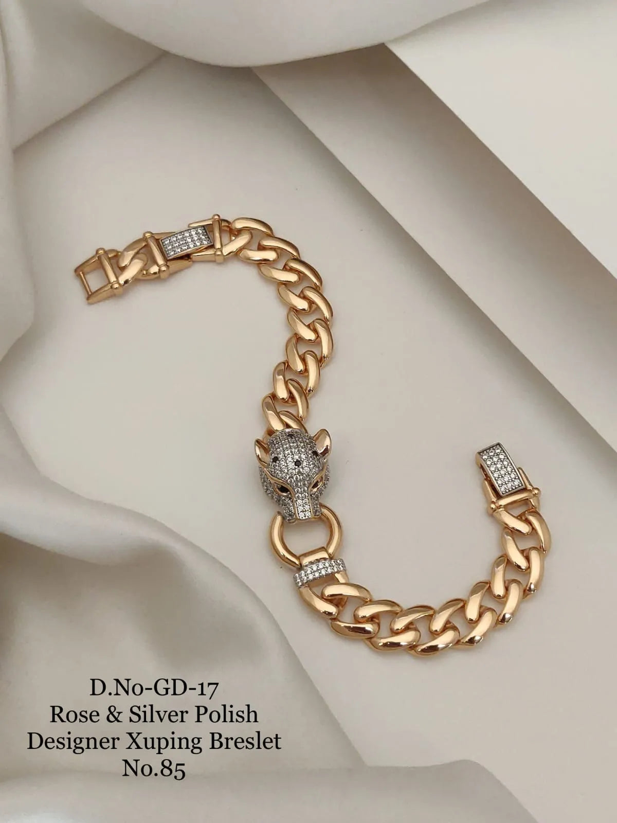 Rose Gold & Silver Polish Lion face Xuping Bracelet