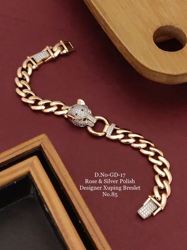 Rose Gold & Silver Polish Lion face Xuping Bracelet
