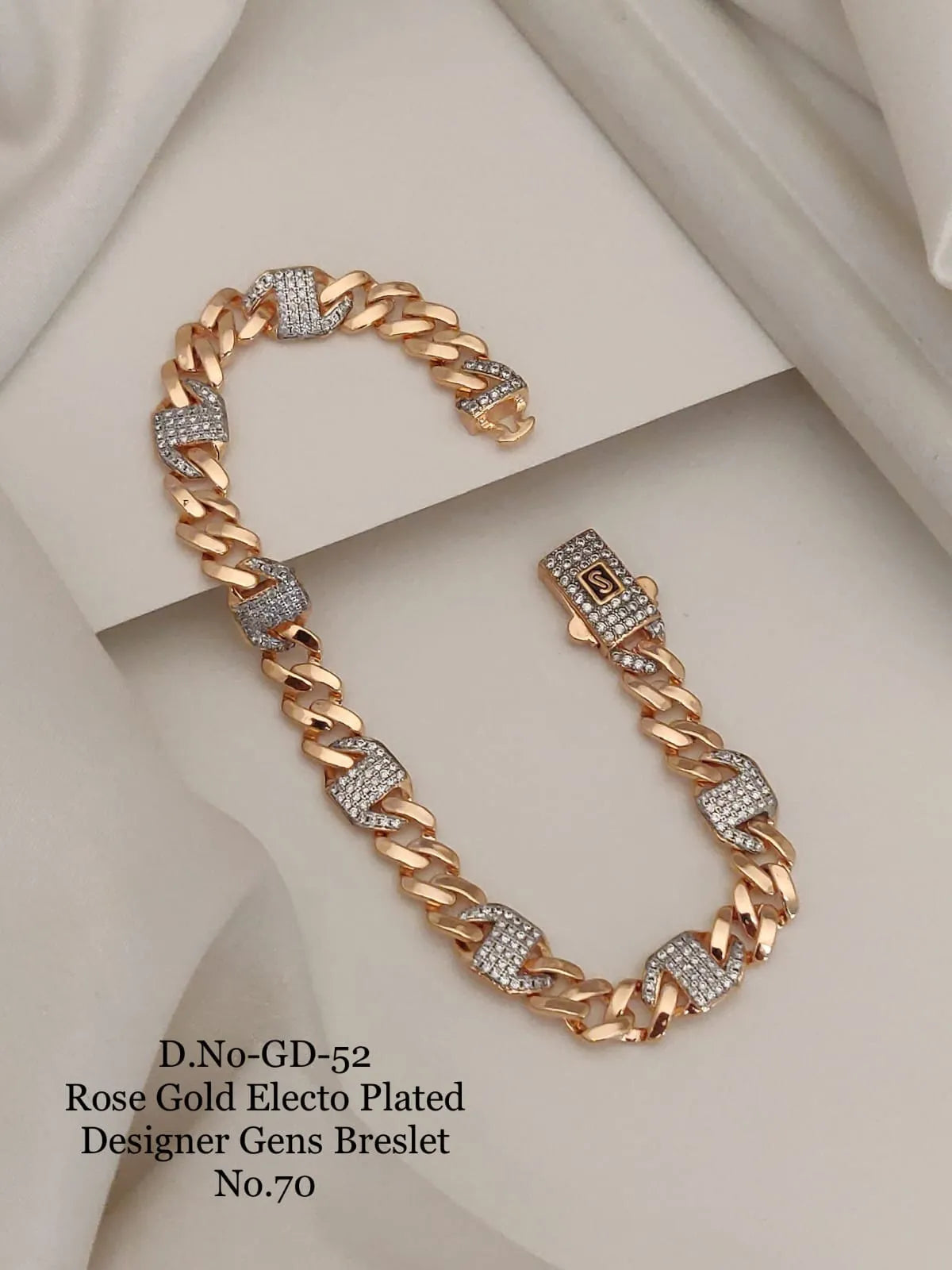 Rose Gold Electo Plated Designer Cuban Bracelet