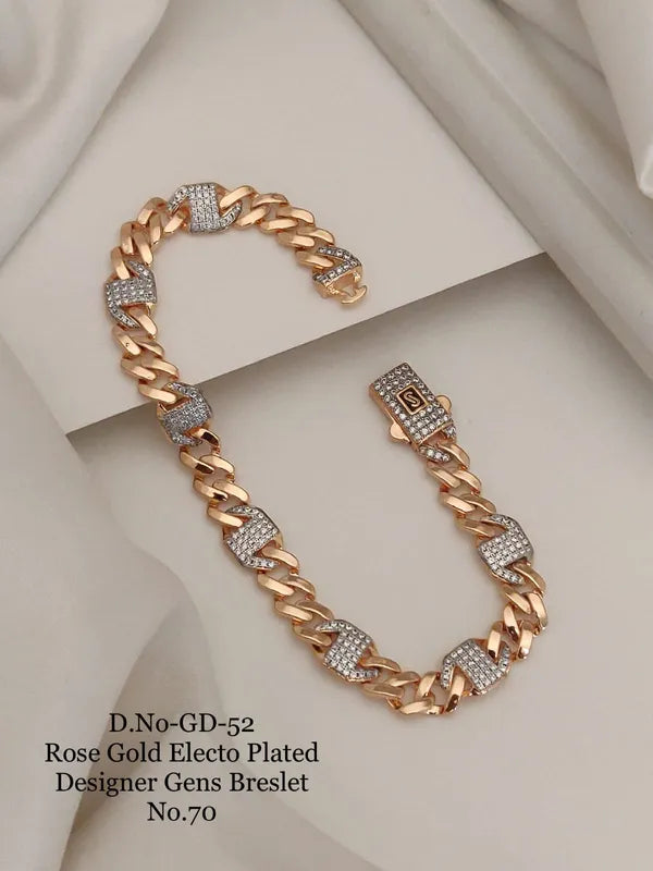 Rose Gold Electo Plated Designer Cuban Bracelet