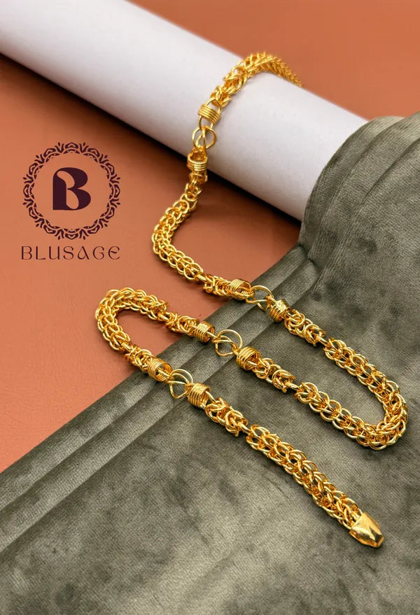 Glamorous Design Gold Plated Rajwadi Chain for Men
