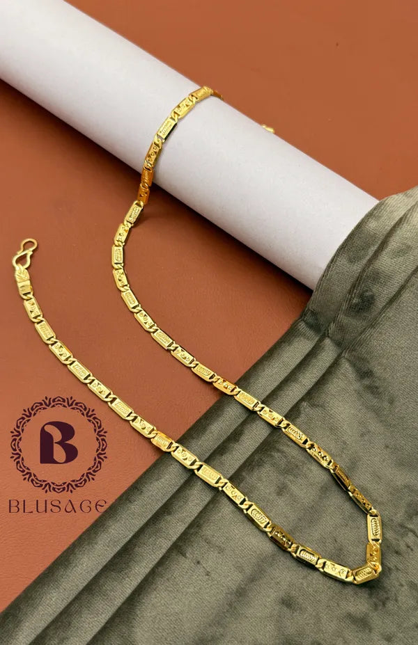 Triangular cutting with odi Biscuit in IGP Brass Micro Gold Plated Nawabi Chain For Stylish Men