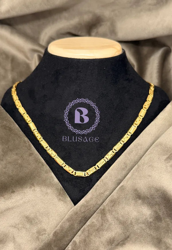 Triangular cutting with odi Biscuit in IGP Brass Micro Gold Plated Nawabi Chain For Stylish Men