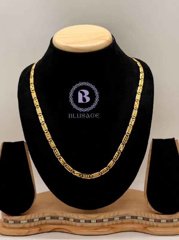 Triangular cutting with odi Biscuit in IGP Brass Micro Gold Plated Nawabi Chain For Stylish Men