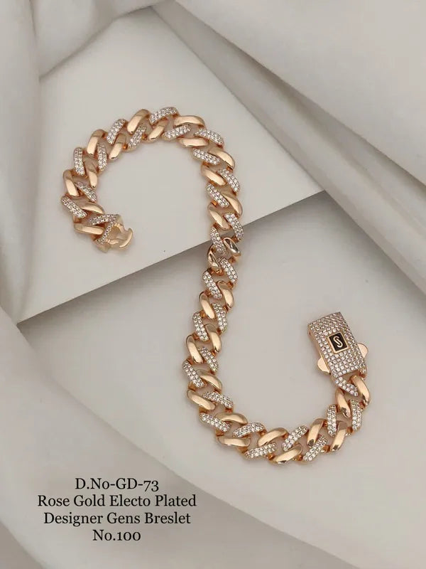 Rose Gold Electo Plated Designer Cuban Bracelet