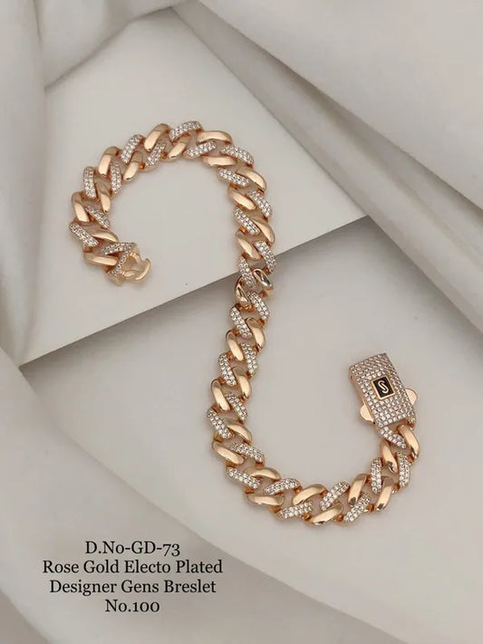 Rose Gold Electo Plated Designer Cuban Bracelet