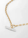 Common :: Gold diamond necklace featuring Round lab grown diamonds in a contemporary T-Bar design.
