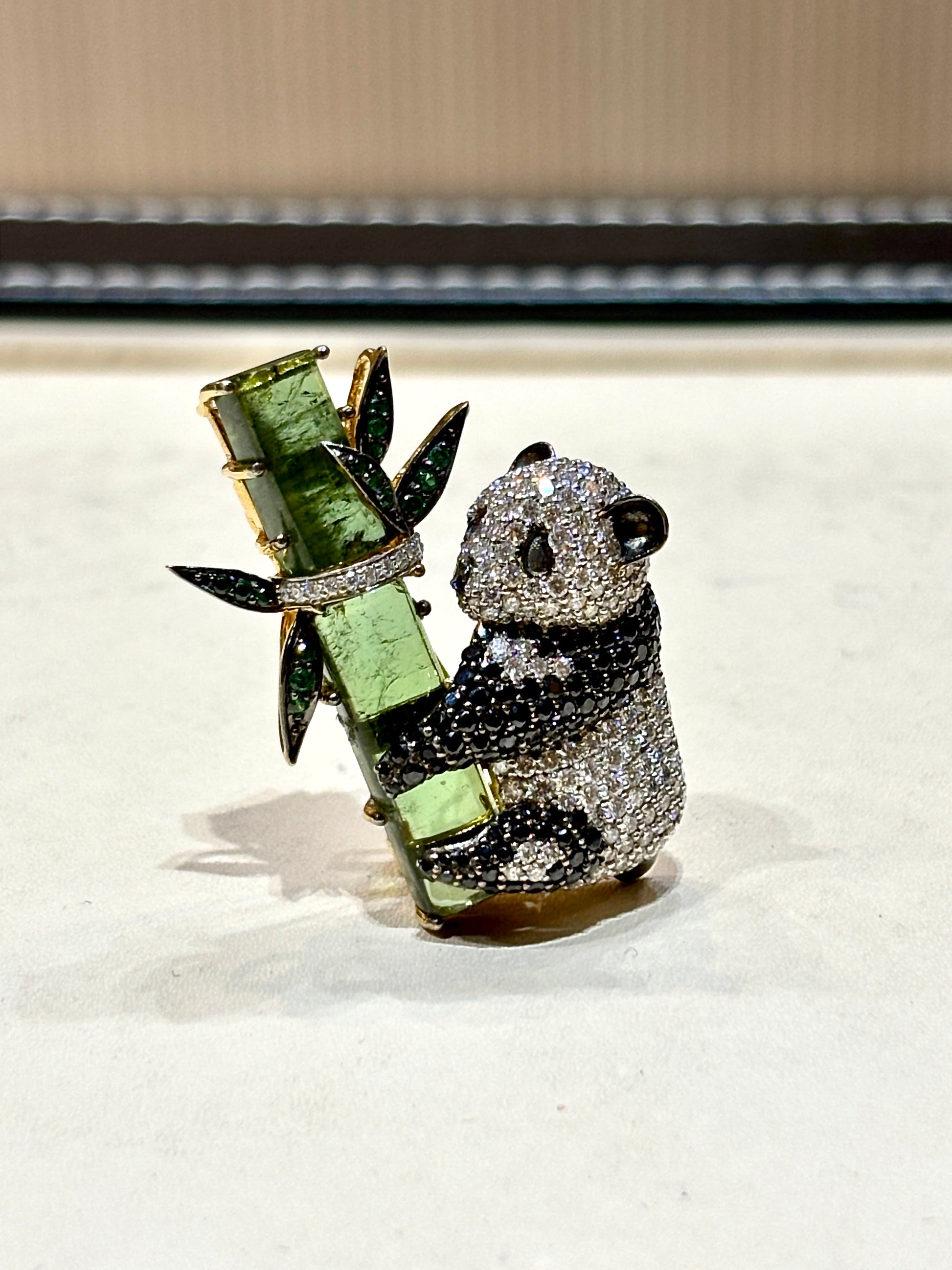 Panda Aurora Lab Grown Diamond Brooch | IGI Certified FG VVS-VS | 9KT Yellow Gold Luxury Statement Pin