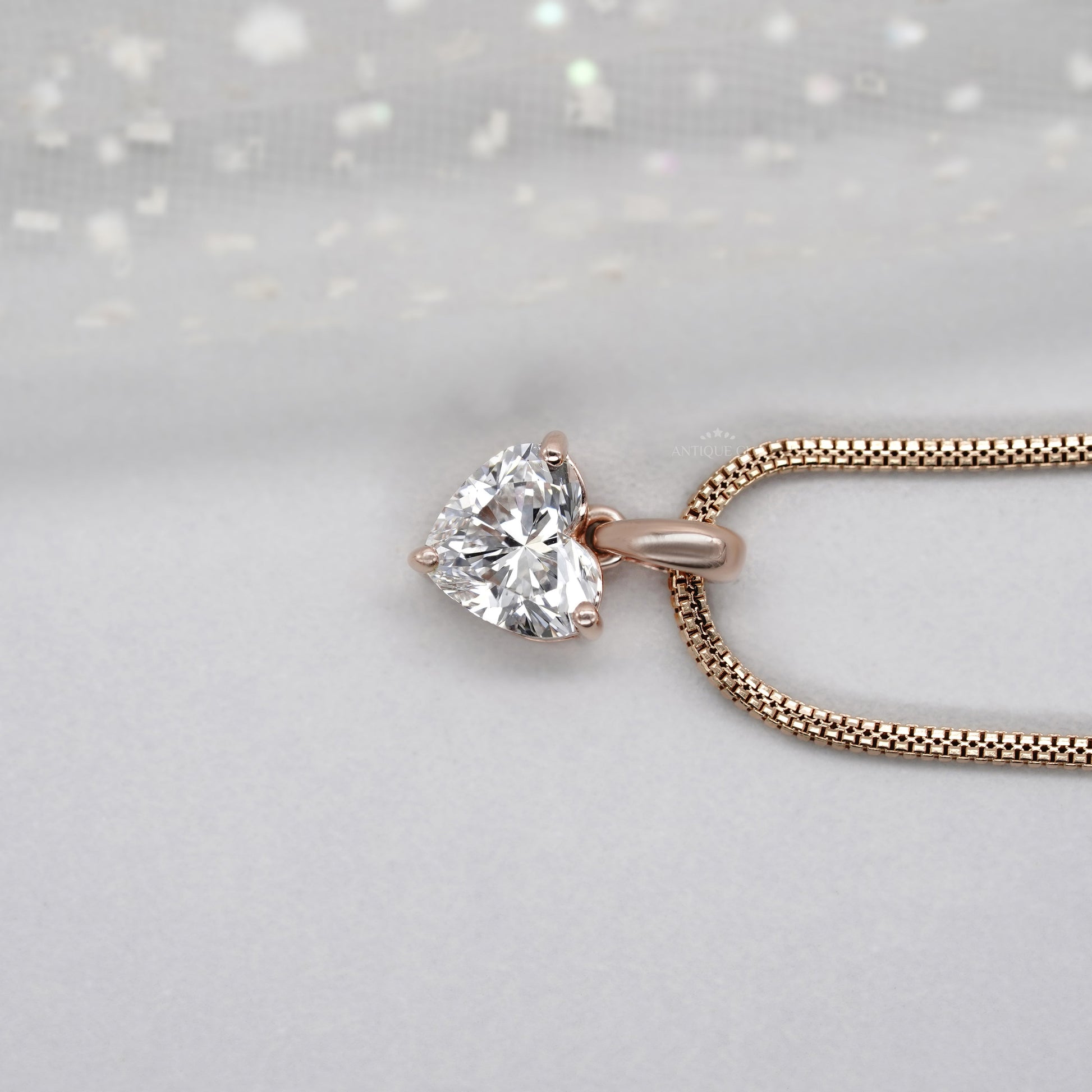 1.00ct Heart Lab Grown Diamond Pendant Necklace | Rose Gold Solitaire with Chain | IGI Certified