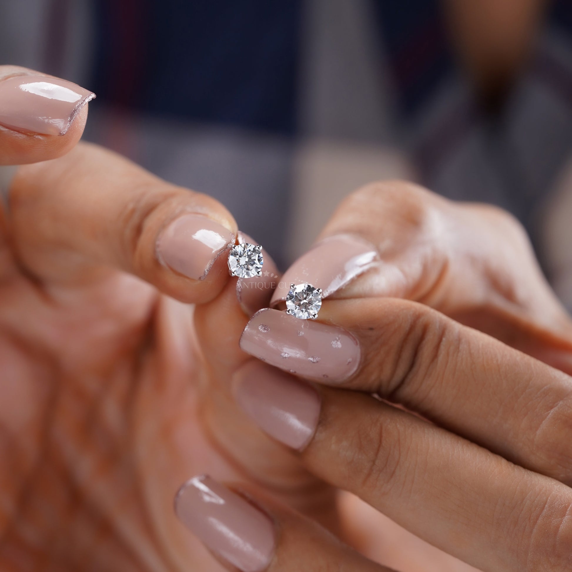 1.00tcw Round Lab Diamond Stud Earrings | Classic White Gold Solitaire Setting