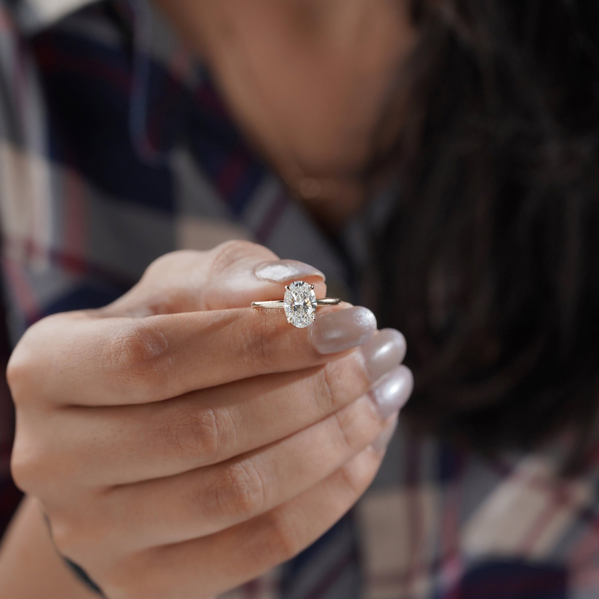 2.20tcw Oval Lab-Grown Diamond Engagement Ring | 2.00ct Center + Hidden Halo Side Stones | 14K Yellow Gold | IGI Certified