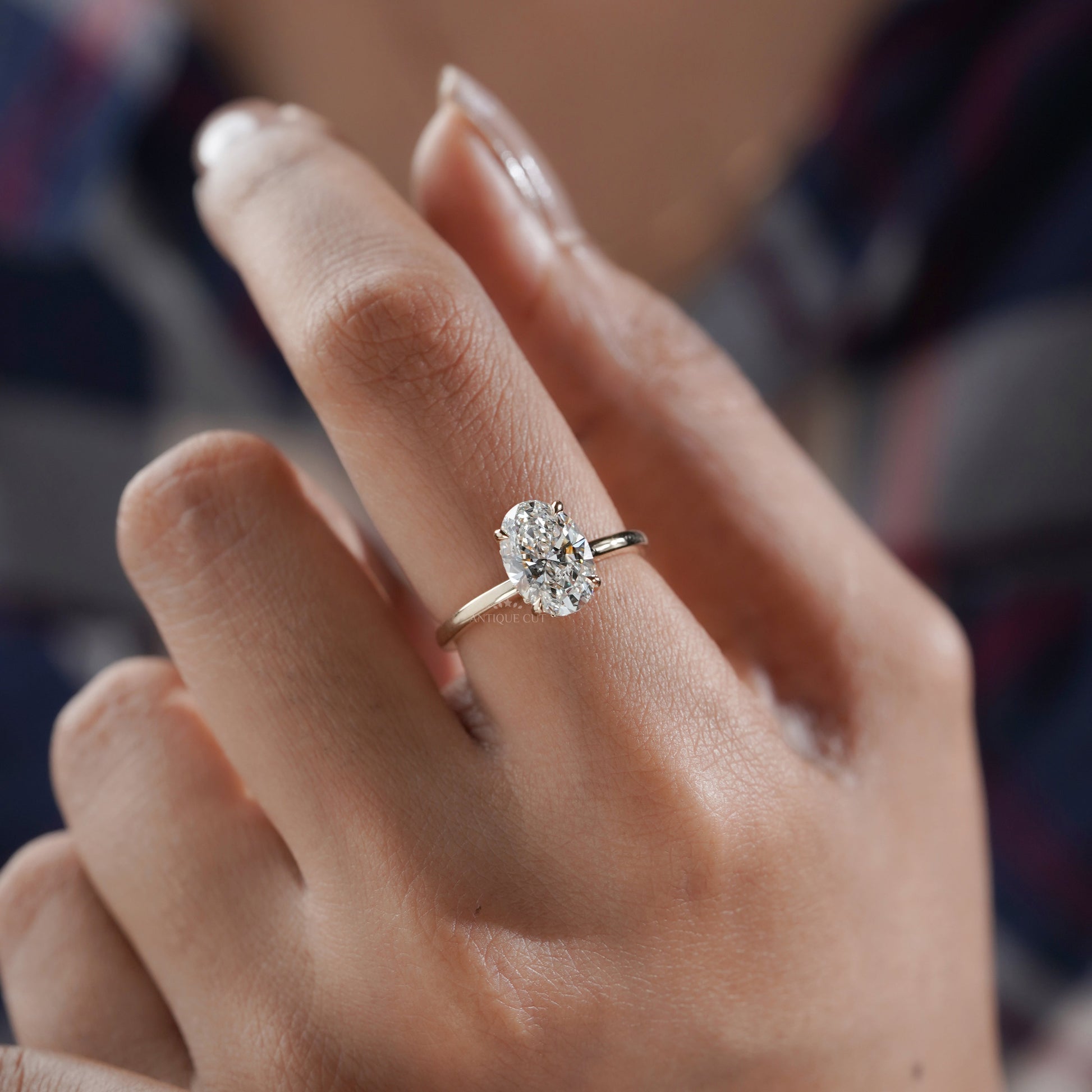 2.20tcw Oval Lab-Grown Diamond Engagement Ring | 2.00ct Center + Hidden Halo Side Stones | 14K Yellow Gold | IGI Certified