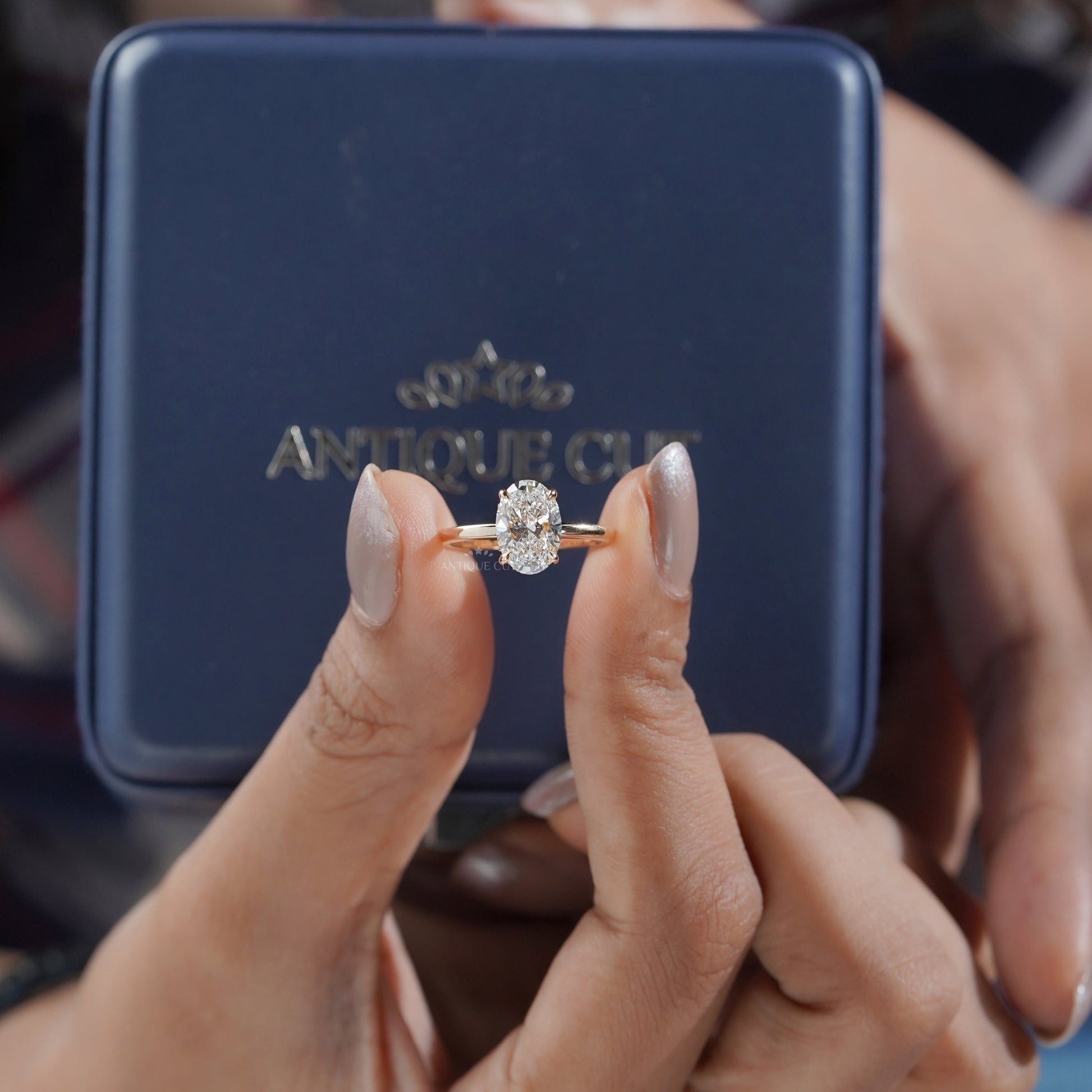 2.20tcw Oval Lab-Grown Diamond Engagement Ring | 2.00ct Center + Hidden Halo Side Stones | 14K Yellow Gold | IGI Certified