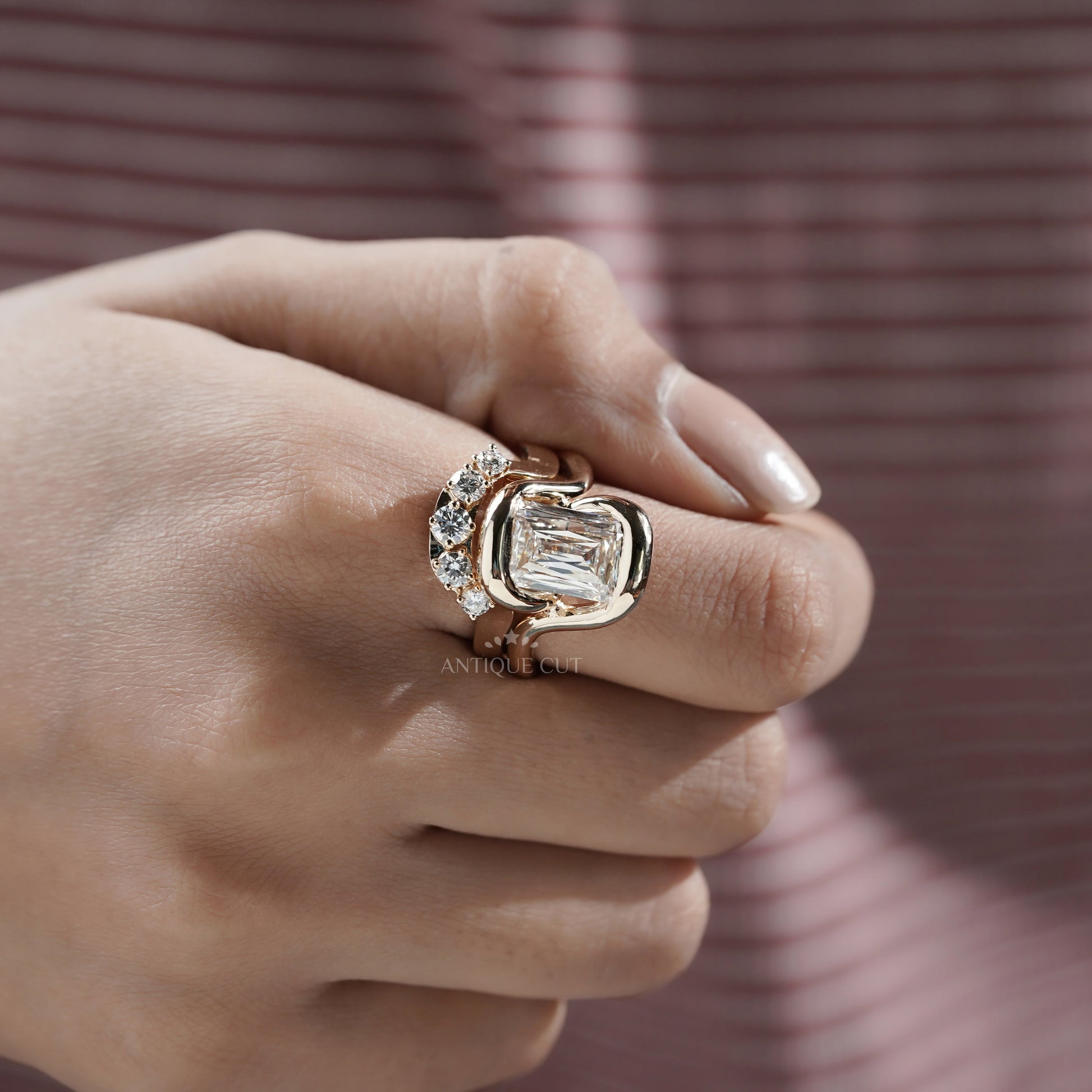 Emerald 6.70tcw Lab Grown Diamond Criss-Cut Engagement Ring | IGI Certified