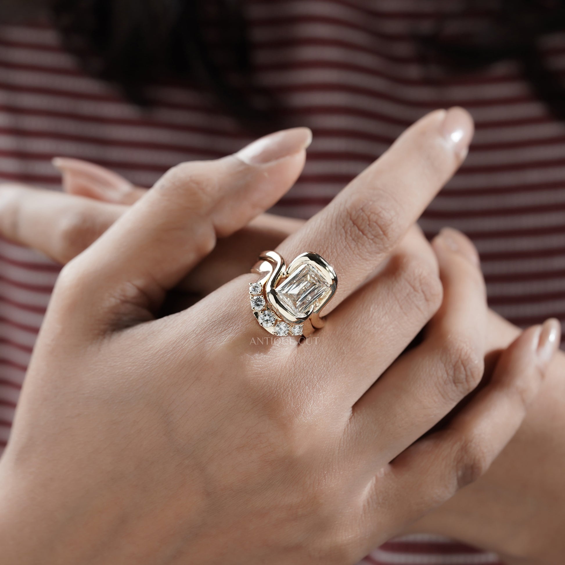 Emerald 6.70tcw Lab Grown Diamond Criss-Cut Engagement Ring | IGI Certified