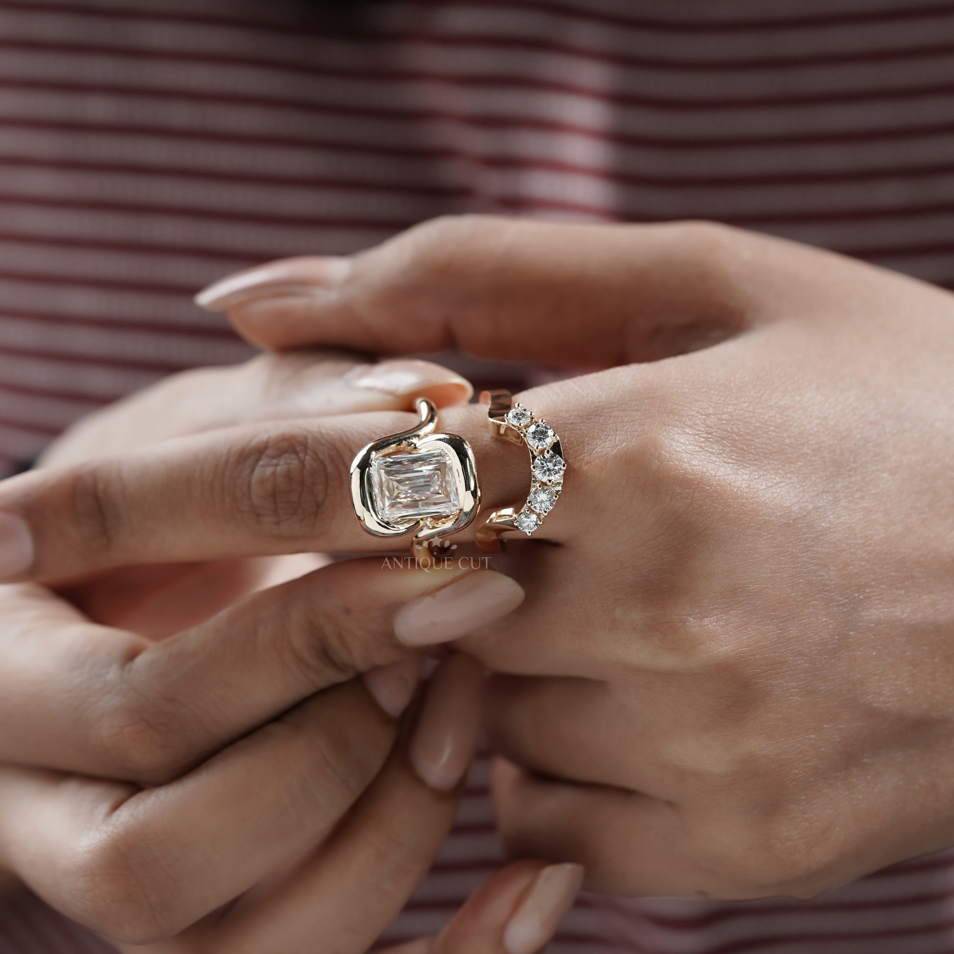 Emerald 6.70tcw Lab Grown Diamond Criss-Cut Engagement Ring | IGI Certified