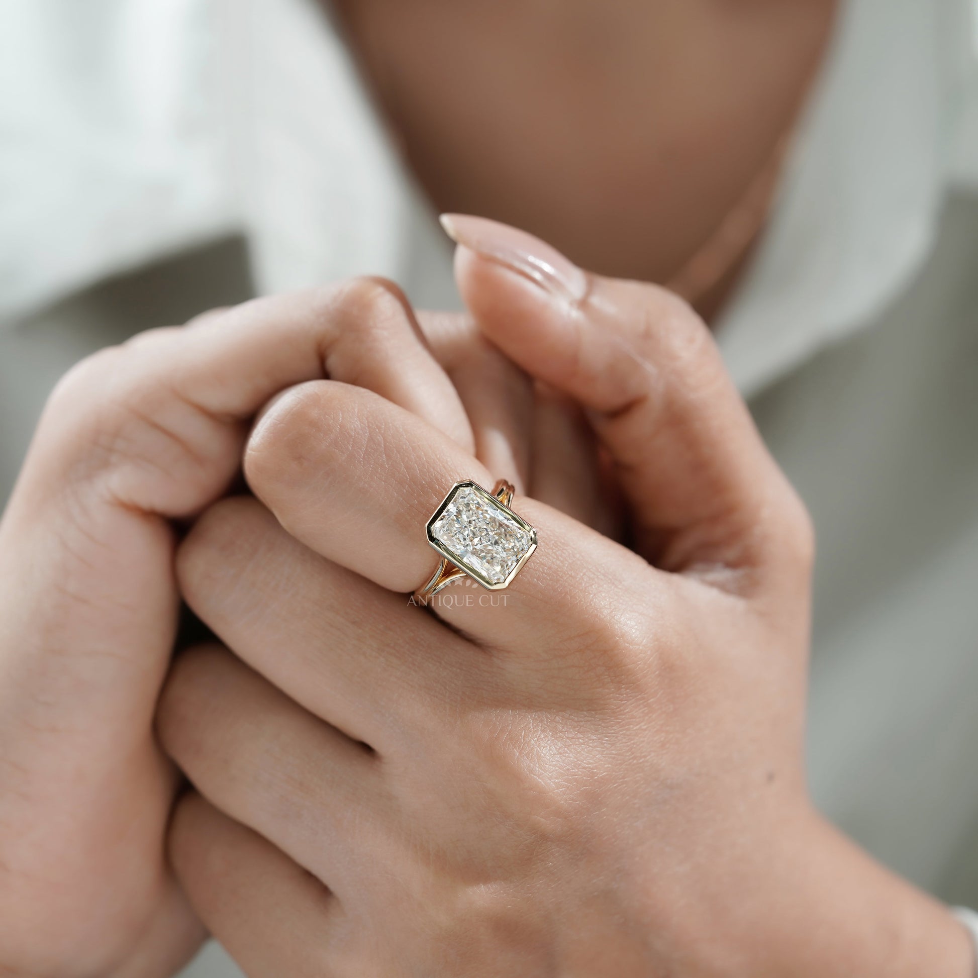 Radiant 5.00ct Lab-Grown Diamond Bezel Set Engagement Ring | IGI Certified