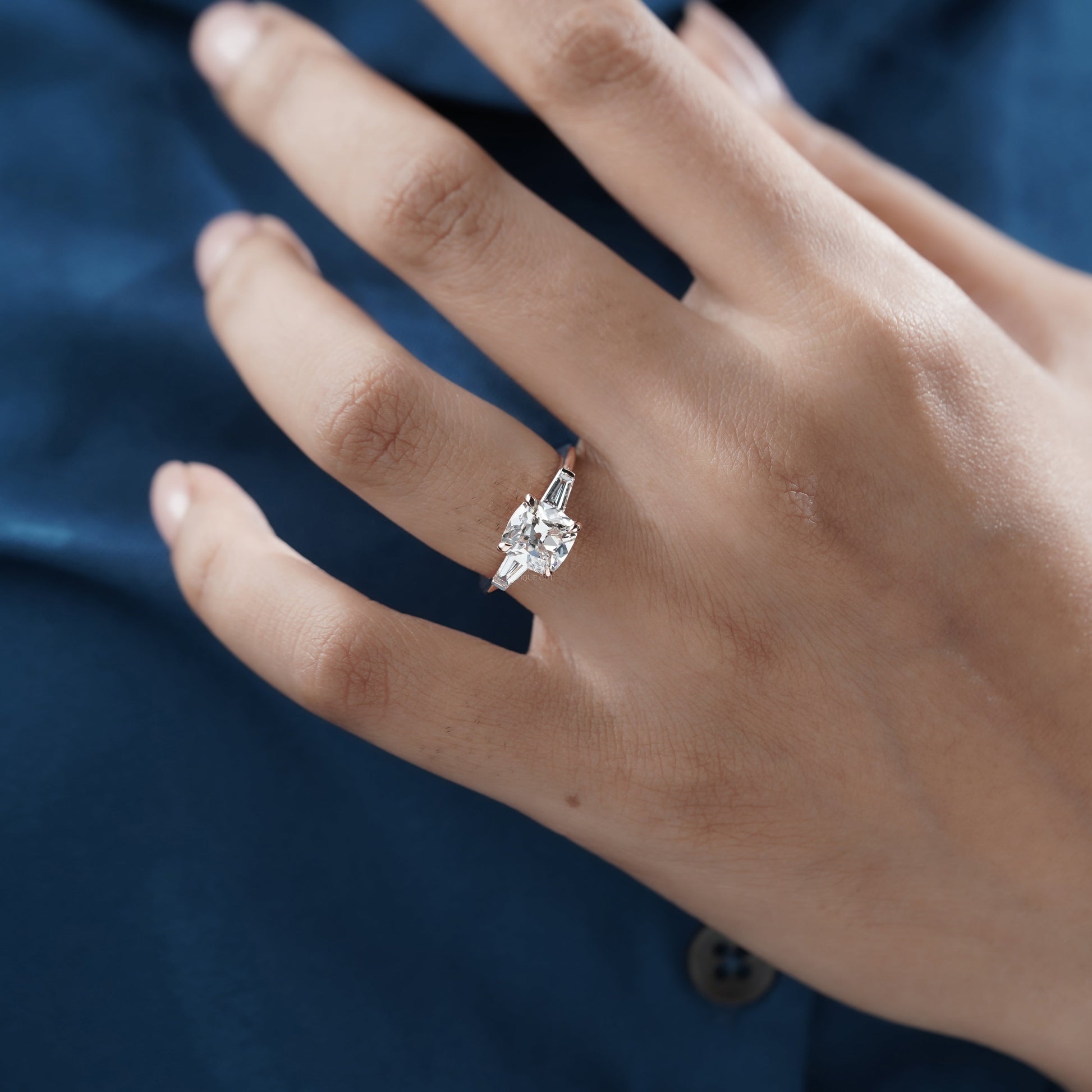 Cushion 2.50tcw Lab Grown Diamond Three-Stone Engagement Ring | IGI Certified