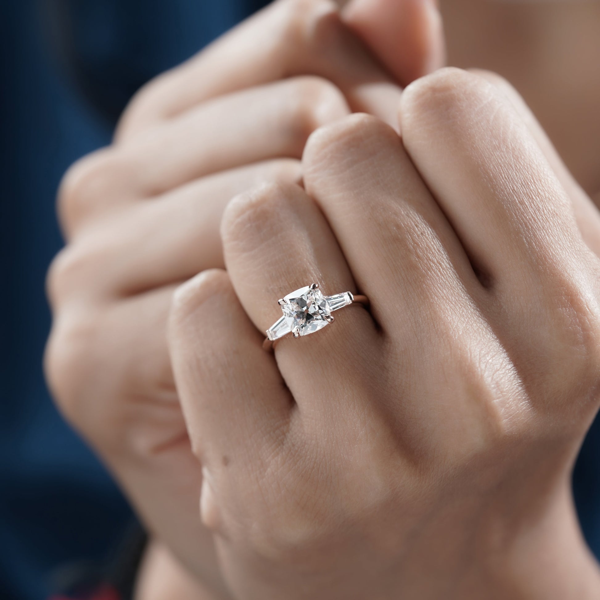 Cushion 2.50tcw Lab Grown Diamond Three-Stone Engagement Ring | IGI Certified