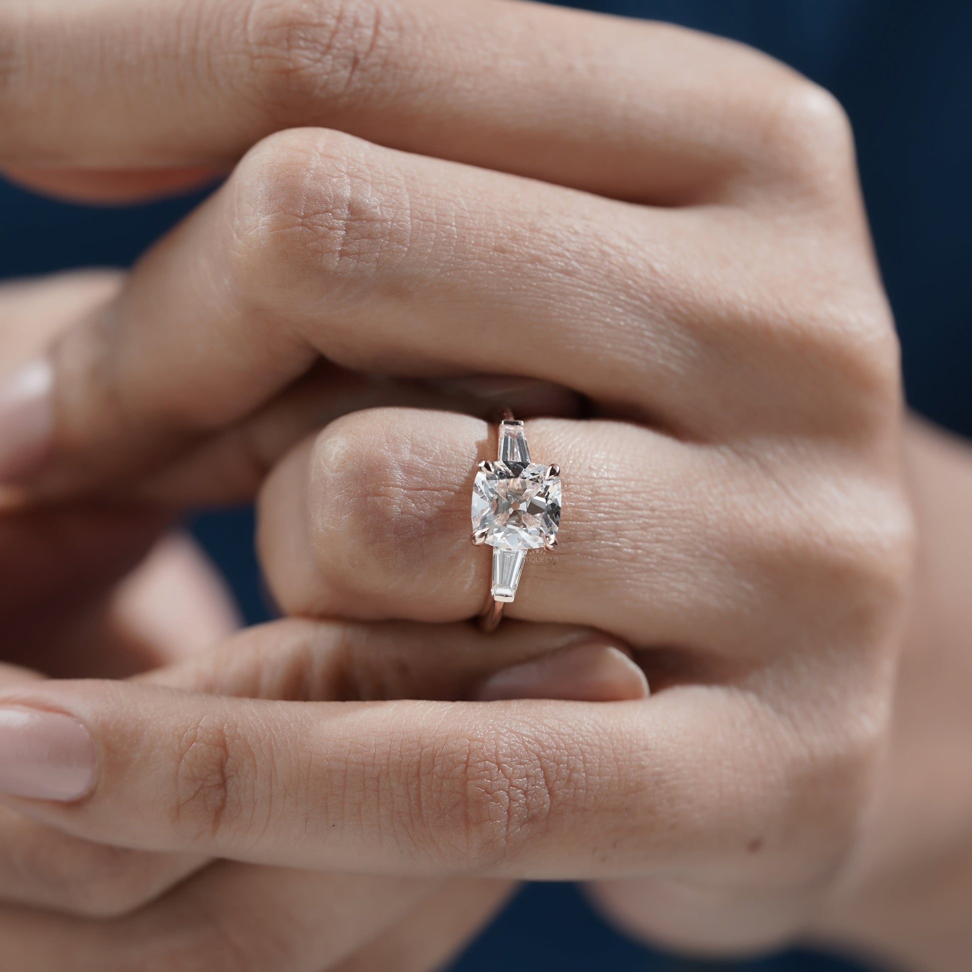 Cushion 2.50tcw Lab Grown Diamond Three-Stone Engagement Ring | IGI Certified