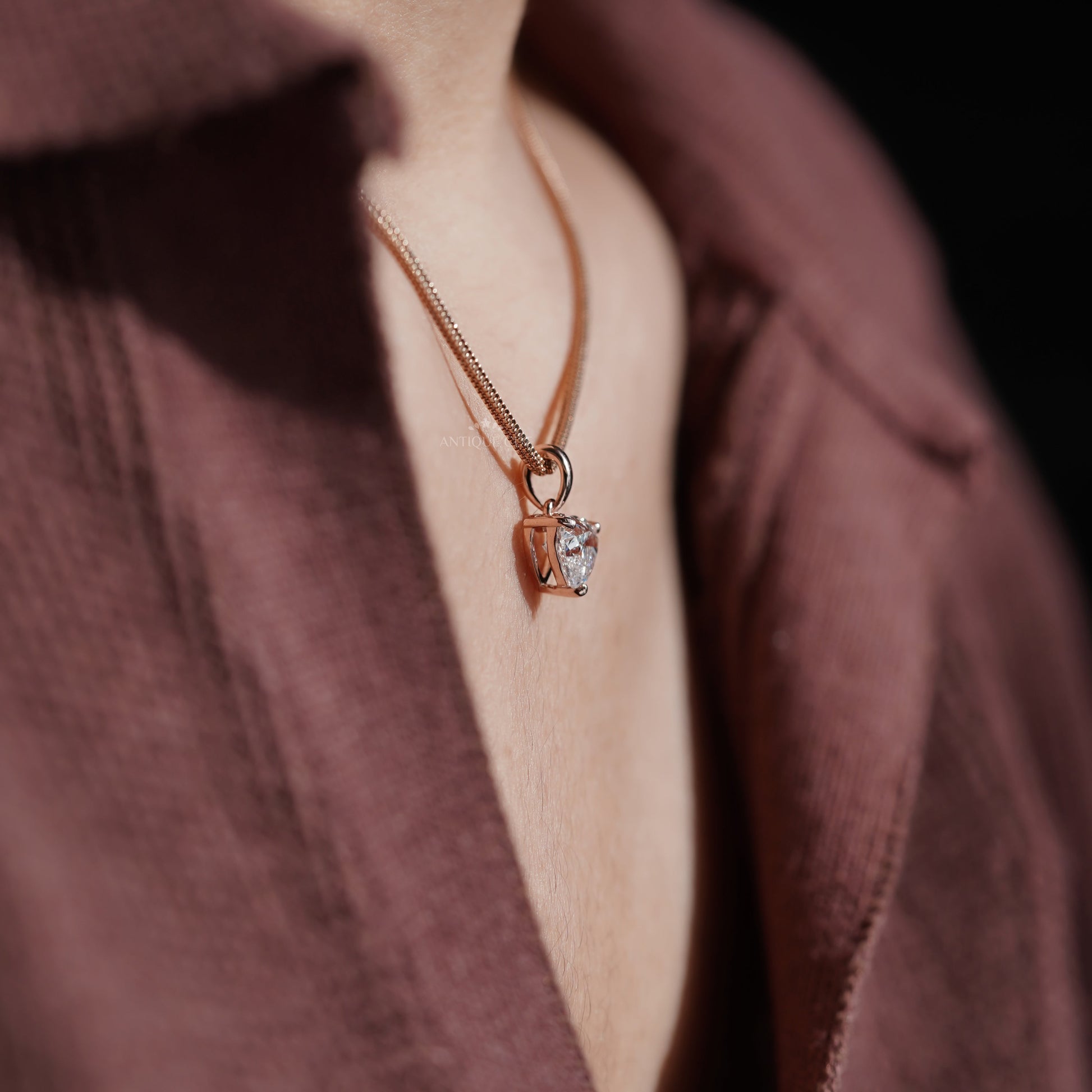 1.00ct Heart Lab Grown Diamond Pendant Necklace | Rose Gold Solitaire with Chain | IGI Certified