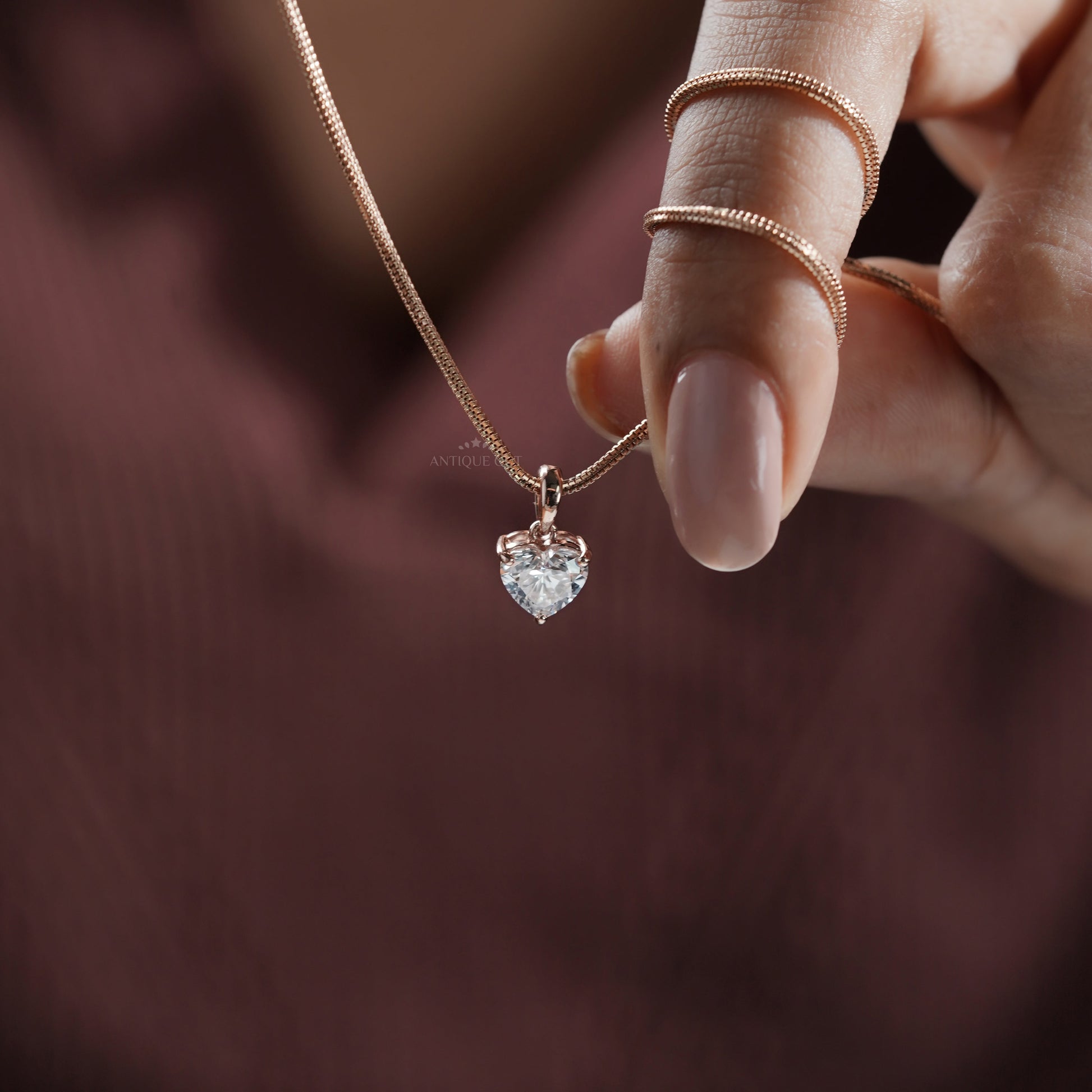 1.00ct Heart Lab Grown Diamond Pendant Necklace | Rose Gold Solitaire with Chain | IGI Certified