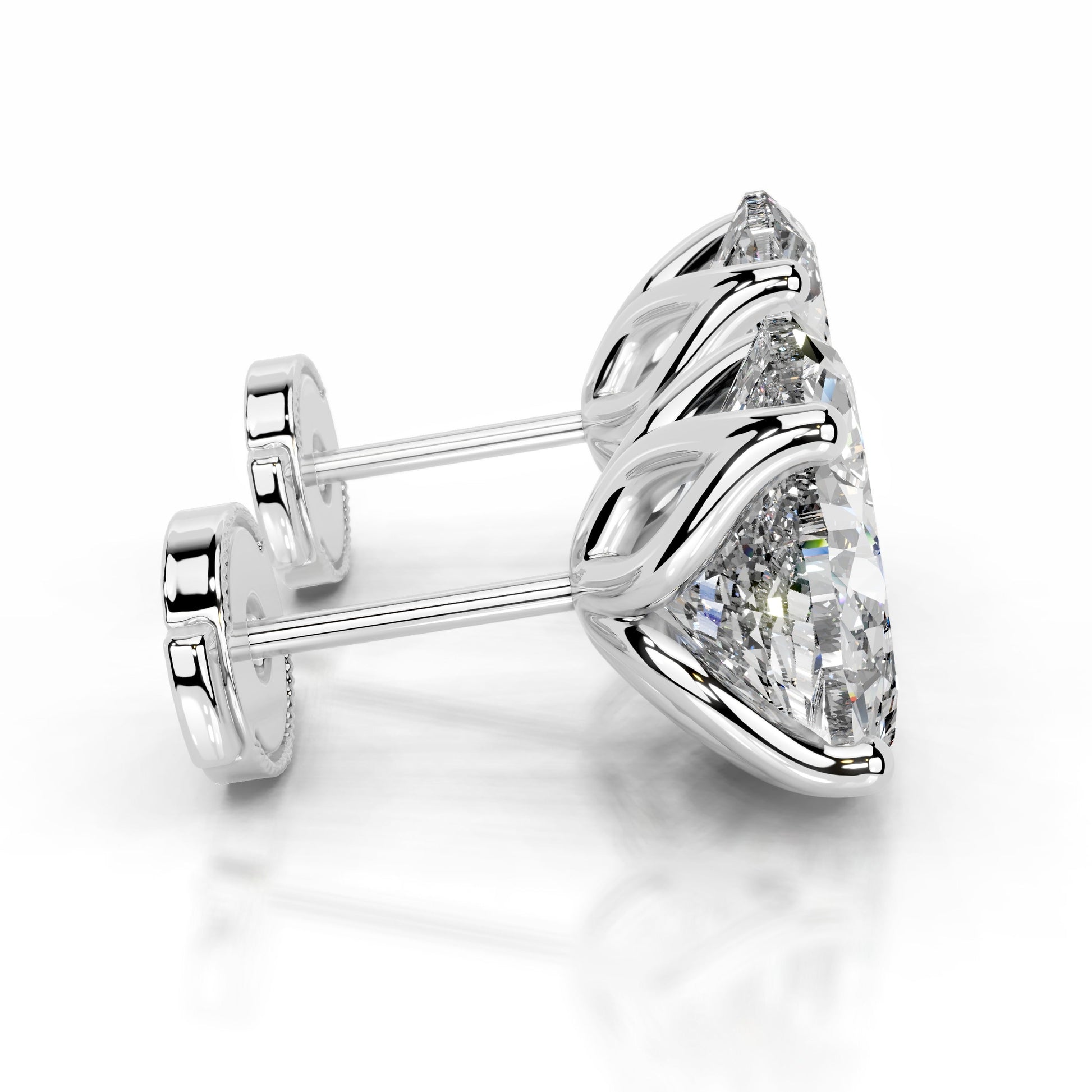 White :: round brilliant diamond earrings lab grown high sparkle premium